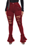 s-xl autumn new four colors micro-elastic holes stylish denim bell-bottoms_Black_Dark Green_Rose Red