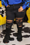 2xl-5xl autumn new four colors micro-elastic holes stylish denim bell-bottoms_Black