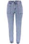 autumn new style plus-size high-waisted high-elastic pocket button zip-up slim solid color jeans_Sky Blue