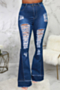 autumn new plus size three colors micro-elastic high waist pockets flare ripped jeans_Sky Blue_Blue_Dark Blue