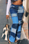 four colors contrast color plus size new stylish stretch flare casual jeans_Black_Rose Red_Dark Blue
