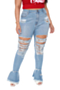 new stylish autumn stretch plus size xl-5xl 5 colors grunge style slim ripped jeans_Black_Light Green_Rose Red_Blue
