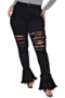 new stylish autumn stretch plus size xl-5xl 5 colors grunge style slim ripped jeans_Black
