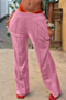 winter new solid color velvet 5-colors pocket elastic mid-waist casual pants_Black_Brown_Pink