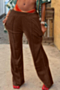 winter new solid color velvet 5-colors pocket elastic mid-waist casual pants_Black_Brown