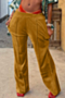 winter new solid color velvet 5-colors pocket elastic mid-waist casual pants_Black_Brown_Pink_Yellow