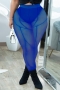 summer new stylish simple solid color 5 colors plus size mesh patchwork see-through mid waist stretch sexy tight pants(without lining)_Black_Red_Sky Blue_Blue