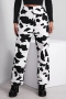 xs-l spring three colors cow batch printing inelastic high waist pockets zip-up stylish straight jeans_Black