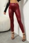 s-5xl spring solid color stretch high waist stylish imitation leather ankle leggings_Black_Rose Red