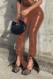 spring new plus size four colors solid color micro-elastic pu high waist low-slit stylish leather bell-bottoms_Black_Rose Red_Dark Blue_Brown