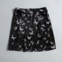 summer new stretch velvet butterfly printing split zip-up bodycon fashion skirt_Black