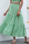 s-2xl plus size summer new stylish inelastic plaid printing casual midi skirt_Red_Blue_Orange_Green