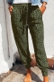 s-2xl plus size spring new stylish 4 colors leopard batch printing stretch pockets casual pants with tie-waist_White_Dark Green