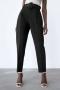 xs-l spring new 9 colors solid color inelastic pockets button zip-up loose stylish suit pants with belt_Black