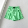 summer new 4 colors appliqued inelastic pockets button split stylish shorts_Black_Blue_Pink_Green