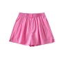 summer new 4 colors appliqued inelastic pockets button split stylish shorts_Black_Blue_Pink