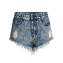 xs-xl summer new inelastic hole rivet decor pocket button zip-up fashion denim mini shorts_Blue_Dark Blue