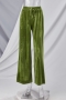 custom xs-l spring & summer new solid color stretch tie-waist wide-leg casual stylish pants_Green