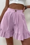 s-5xl plus size summer new stylish 14 colors solid color inelastic button zip-up pocket high-waisted loose casual shorts_Black_White_Purple