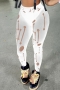 summer new 5 colors hollow solid color stretch slim stylish sexy leggings_Black_White
