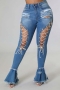 s-3xl spring plus size three colors micro-elastic high waist hollow eyelet tied pockets button zip-up stylish curvy flare jeans_Black_Red_Sky Blue