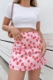 xs-xl summer new satin inelastic flower printing stylish mini skirt_Black_Purple_Blue_Pink