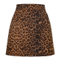 spring & autumn new 3 colors leopard printing velvet micro elastic zip-up split slim stylish mini skirt_Dark Green_Brown