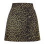 spring & autumn new 3 colors leopard printing velvet micro elastic zip-up split slim stylish mini skirt_Dark Green