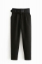 xs-l autumn new stylish fourteen colors solid color  with belt inelastic high waist casual pants_Black