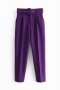 xs-l autumn new stylish fourteen colors solid color  with belt inelastic high waist casual pants_Black_Purple