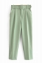 xs-l autumn new stylish fourteen colors solid color  with belt inelastic high waist casual pants_Black_Purple_Light Green