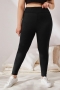 l-4xl autumn new plus size 3 colors solid color high stretch high waist stylish slim pants_Black