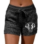s-3xl plus size new elephant fixed printing stretch tie-waist tight stylish casual shorts_Black