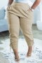 s-2xl plus size spring & summer new 4 colors stretch drawstring design lace up pockets slim stylish casual pants_Black_Beige