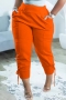 s-2xl plus size spring & summer new 4 colors stretch drawstring design lace up pockets slim stylish casual pants_Black_Beige_Orange