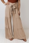 autumn new 6 colors pure color non-stretch wide-leg high waist lace-up stylish casual pants_Black_Dark Green_Rose Red_Dark Blue_Khaki