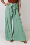 autumn new 6 colors pure color non-stretch wide-leg high waist lace-up stylish casual pants_Black_Dark Green_Rose Red_Dark Blue_Khaki _Green