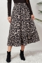 spring new inelastic leopard batch printing high waist loose stylish midi skirt_Brown_Gray