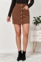spring & autumn new 4 colors solid color inelastic corduroy single-breasted pocket fashion mini skirt_Black_Brown