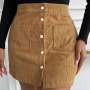 spring & autumn new 4 colors solid color inelastic corduroy single-breasted pocket fashion mini skirt_Black_Brown_Yellow