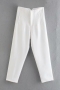 xs-l spring new 14 colors inelastic solid color pocket zip-up button stylish pants_Black_White