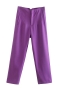 xs-l spring new 14 colors inelastic solid color pocket zip-up button stylish pants_Black_White_Purple_Dark Purple