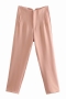 xs-l spring new 6 colors solid color inelastic pocket zip-up button stylish pants_Rose Red_Beige_Blue_Dark Blue_Pink