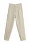 xs-l spring new 6 colors solid color inelastic pocket zip-up button stylish pants_Rose Red_Beige