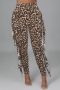 s-2xl plus size spring & summer new2 colors  leopard printing stretch tassel decor high waist tight stylish sexy pants_Yellow_Leopard
