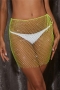 summer new 7-colors stylish fishnet see-through slight stretch rhinestone lace-up sexy skirt(unlined)_Black_White_Light Green