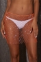 summer new 7-colors stylish fishnet see-through slight stretch rhinestone lace-up sexy skirt(unlined)_Black_White_Light Green_Blue_Pink_Orange