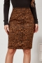autumn new stylish 3 colors leopard batch printing zip-up slit high waist slight stretch casual skirt_Dark Green_Brown