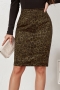 autumn new stylish 3 colors leopard batch printing zip-up slit high waist slight stretch casual skirt_Dark Green