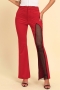summer new stylish two colors high-waist mesh stitching slight stretch sexy pants_Black_Red